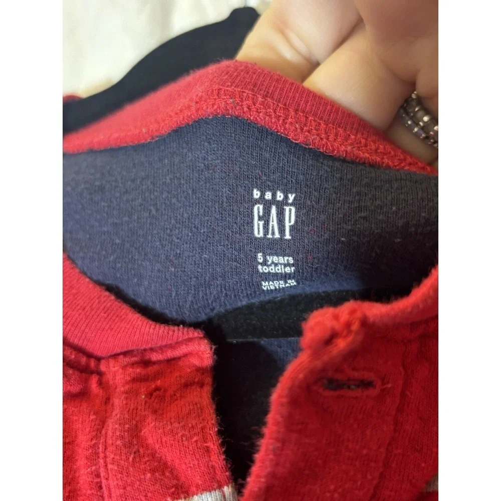 NEW Gap Kids‎ S 5 Red/Blue Stripe 100% Cotton Long Sleeve Shirt Unisex F15